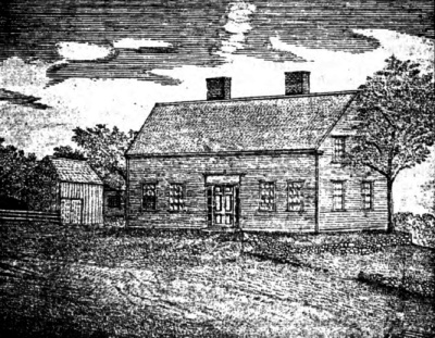 This picture is made from a pen-and-ink drawing of the Nathan Perley house in Methuen and has been pronounced by a daughter, who well remembered the place, as "correct in every particular."